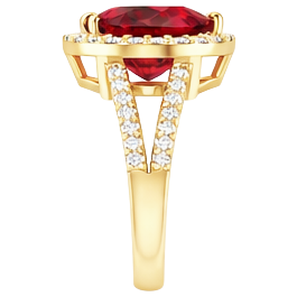 9 Ct Beautiful Heart Shape Ruby And Diamond Ring Yellow Gold