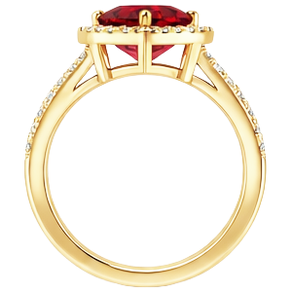 9 Ct Beautiful Heart Shape Ruby And Diamond Ring Yellow Gold