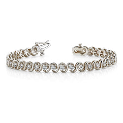 9 Ct. Bracciale Da Tennis Da Donna Stile S Con Vero Diamanti Tondi Incastonati In Oro 14K