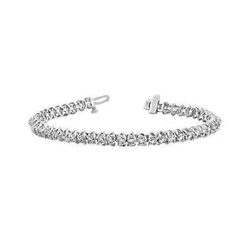 9 Carati Prong Set Diamanti Bracciale Tennis Vero Diamond White Gold