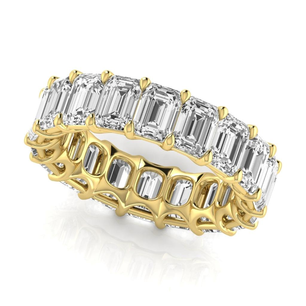 Brillante Taglio a Gradini Eternity Band in Oro Giallo 14K – vista laterale