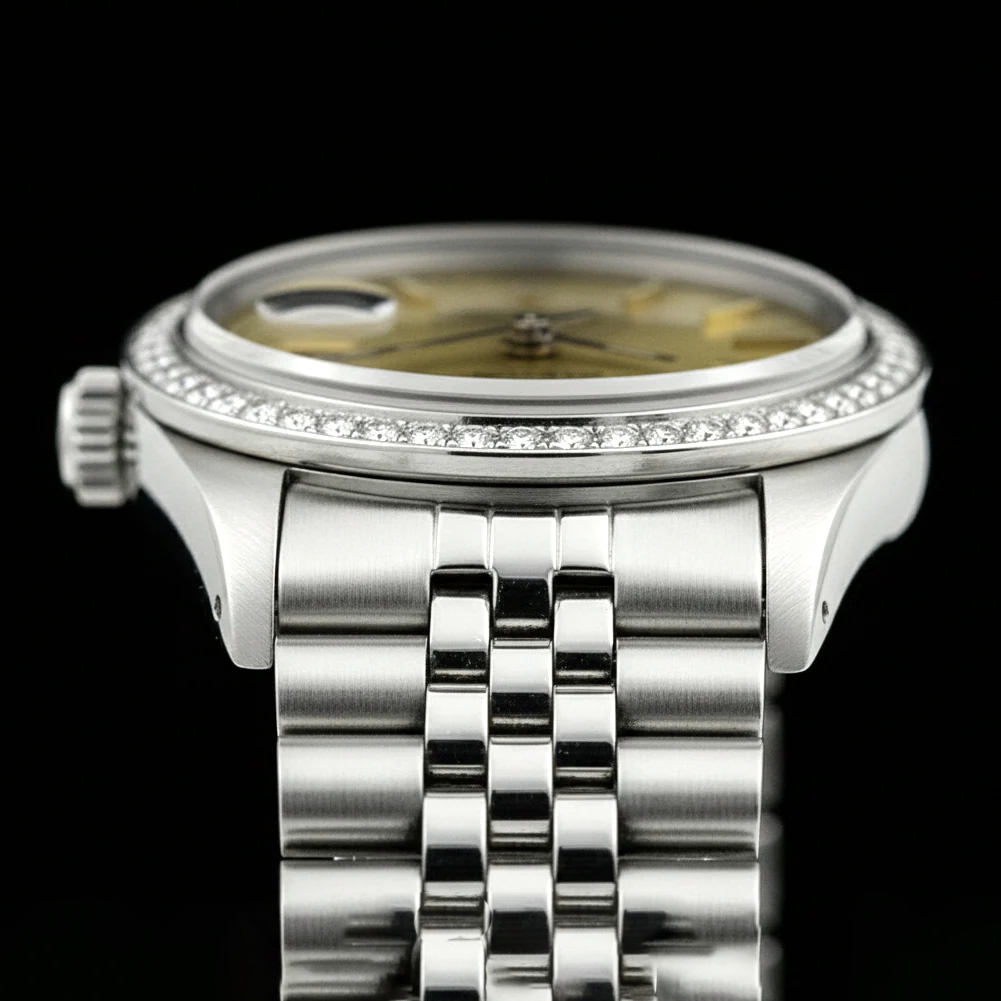 Acciaio inossidabile Datejust quadrante champagne bastoncino Orologio Rolex Donna Giubileo