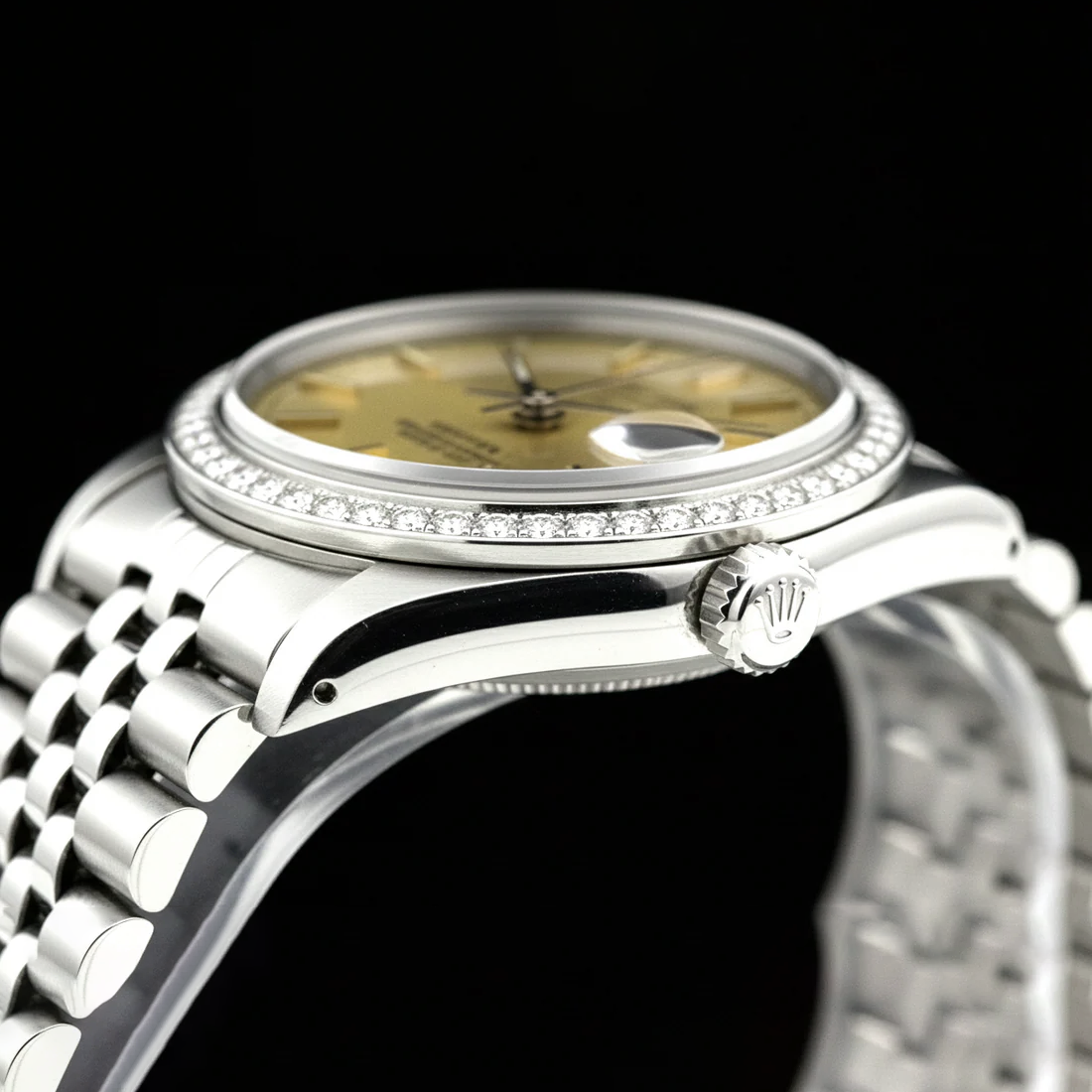 Acciaio inossidabile Datejust quadrante champagne bastoncino Orologio Rolex Donna Giubileo