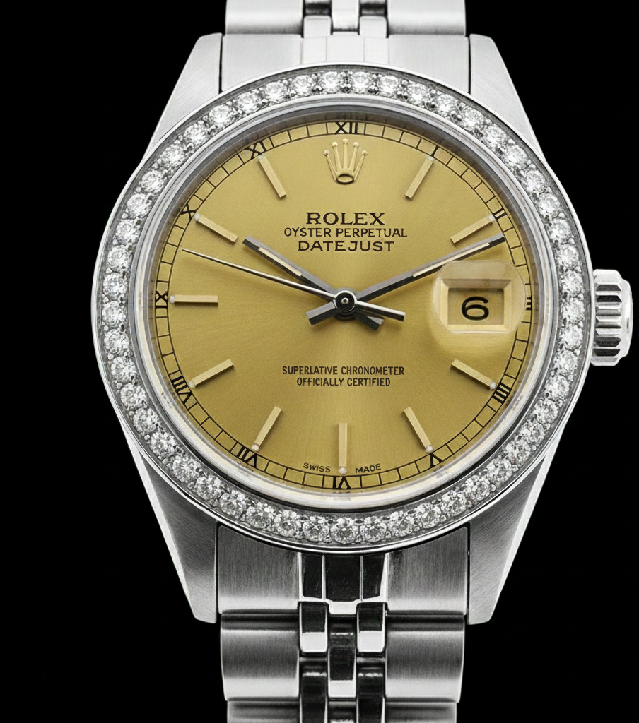 Acciaio inossidabile Datejust quadrante champagne bastoncino Orologio Rolex Donna Giubileo