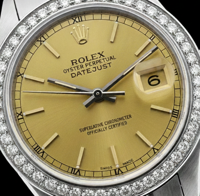 Acciaio inossidabile Datejust quadrante champagne bastoncino Orologio Rolex Donna Giubileo