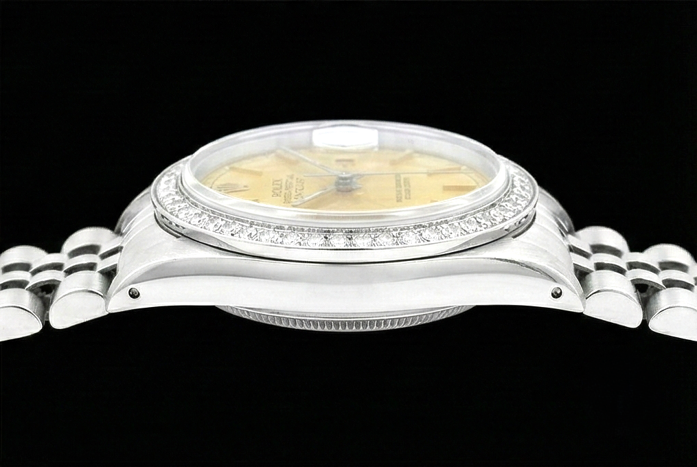 Acciaio inossidabile Datejust quadrante champagne bastoncino Orologio Rolex Donna Giubileo