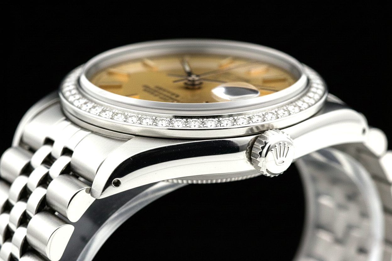 Acciaio inossidabile Datejust quadrante champagne bastoncino Orologio Rolex Donna Giubileo