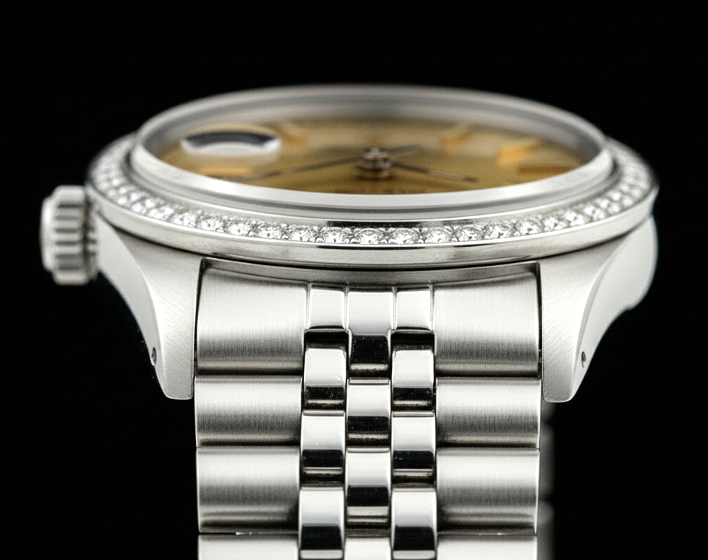 Acciaio inossidabile Datejust quadrante champagne bastoncino Orologio Rolex Donna Giubileo