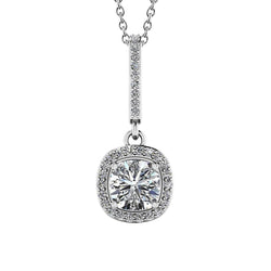 Affascinante Collana Con Ciondolo A Goccia Con Vero Diamante Taglio Cuscino Da 4,30 Carati WG In Oro Bianco 14K