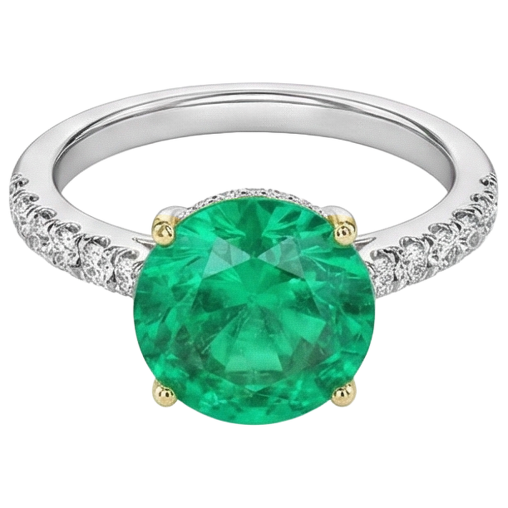 Luminoso Smeraldo Fine Anello con Pietra Preziosa 3,50 carati – vista profilo