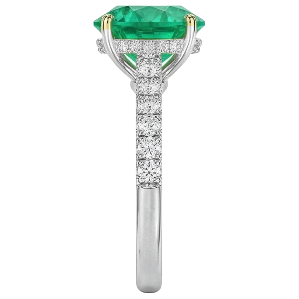 Anello con Pietra Preziosa Oro Due Toni 14K con Smeraldo Fine – vista dall'alto