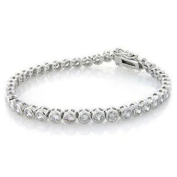 Alta Gioielleria In Vero Diamanti Taglio Rotondo Da 12 Carati Con Bracciale Tennis In Oro Bianco 14K