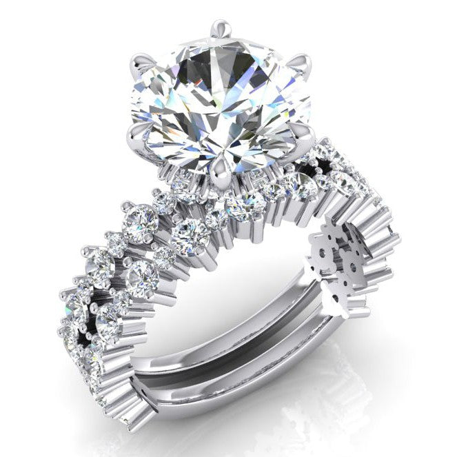 Alternato Reale Genuino Diamante Dimensione Anello Di Fidanzamento E Banda Set