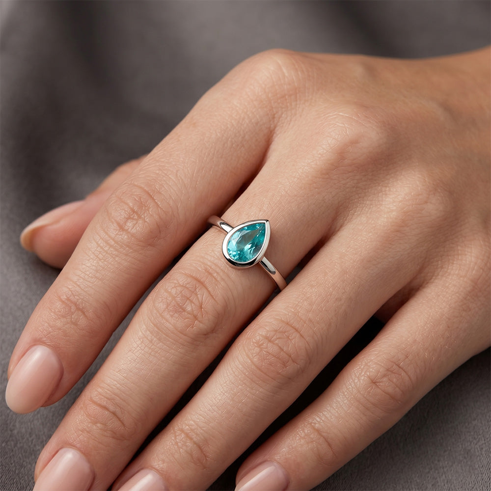 Alto di gamma Paraiba Neon Anello con Pietra Preziosa 1 carati
