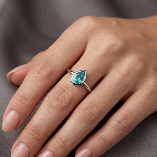Alto di gamma Paraiba Neon Anello con Pietra Preziosa 1 carati