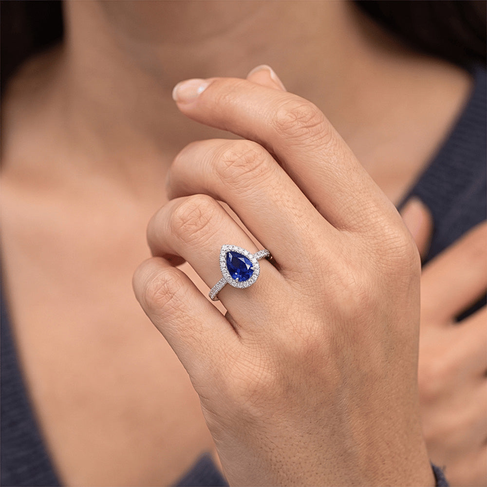 Alto di gamma Zaffiro Blu Anello con Pietra Preziosa 2,50 carati