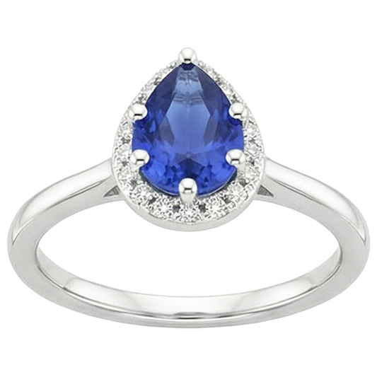 vero pear diamante 3carati anello angolo laterale