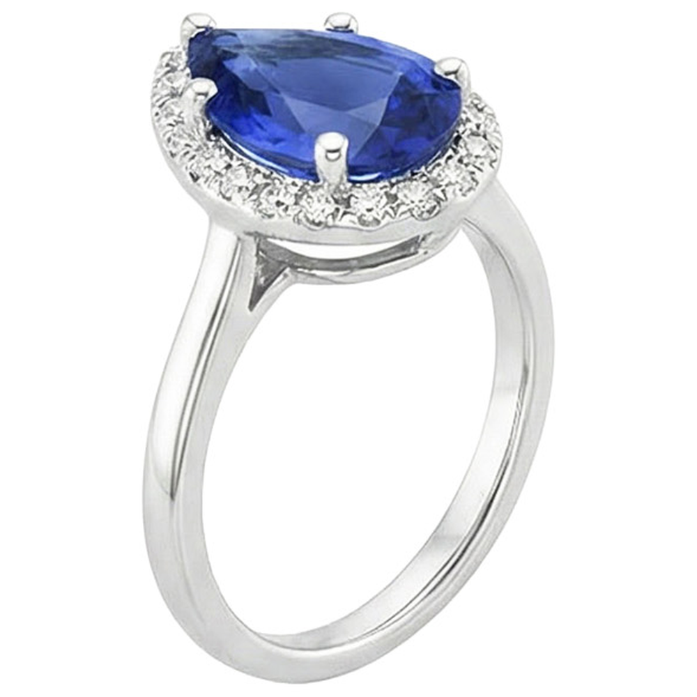vero pear diamante 3carati anello vista di profilo