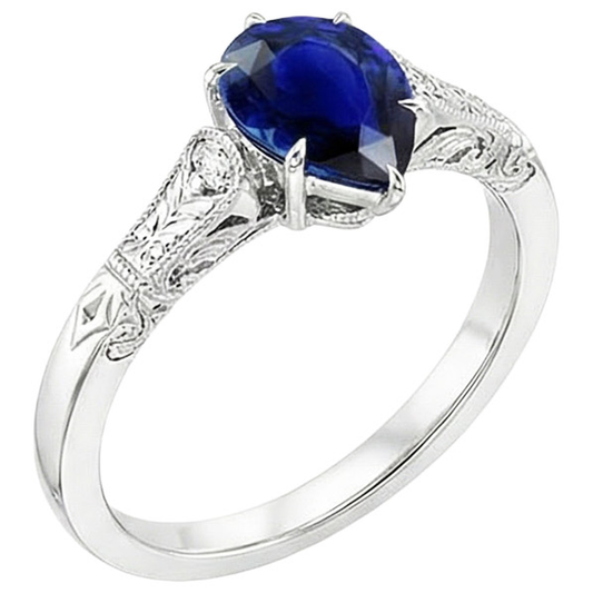 vero pear diamante 3carati anello angolo laterale