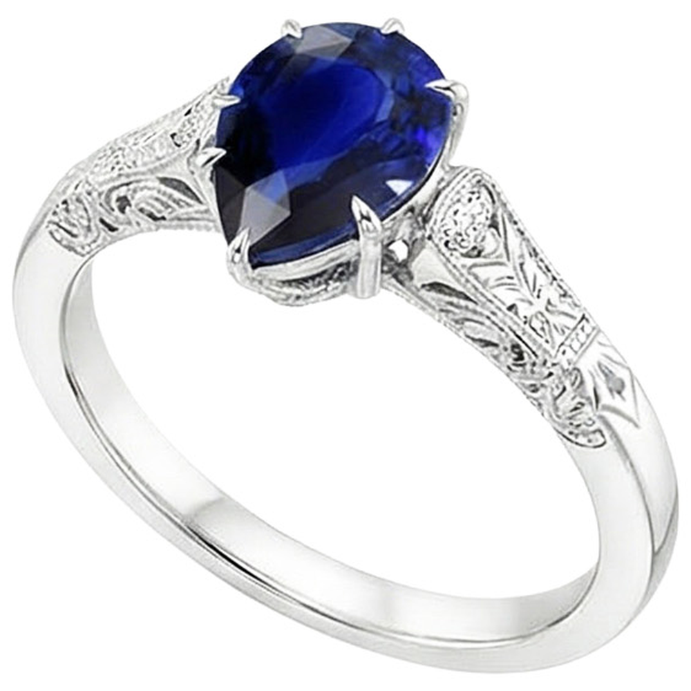 vero pear diamante 3carati anello dettaglio ravvicinato