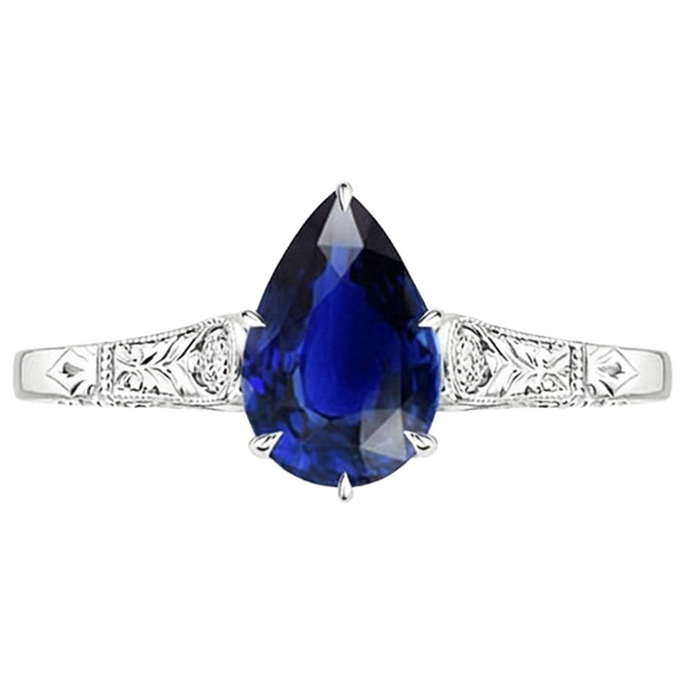vero pear diamante 3carati anello vista di profilo