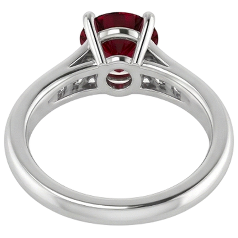 vero round rubino 1.10carati anello vista di profilo