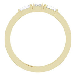 Anello 3 Pietre 1.10 Carati Princess & Baguette Naturale Diamonds Oro Giallo 14K