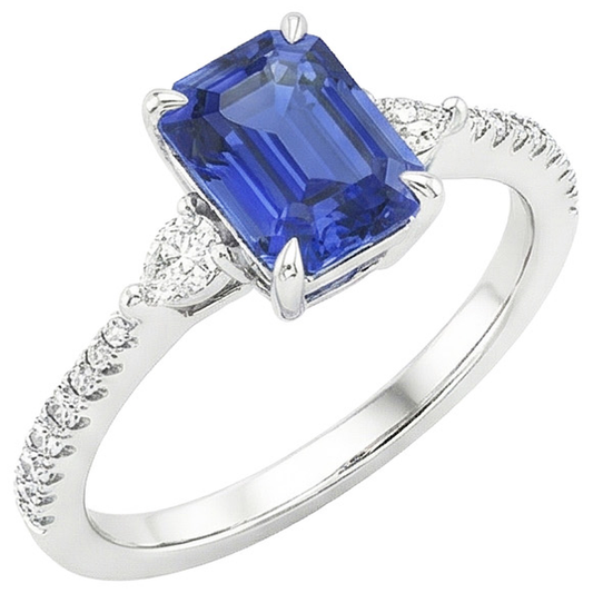 vero pear diamante 4.50carati anello angolo laterale