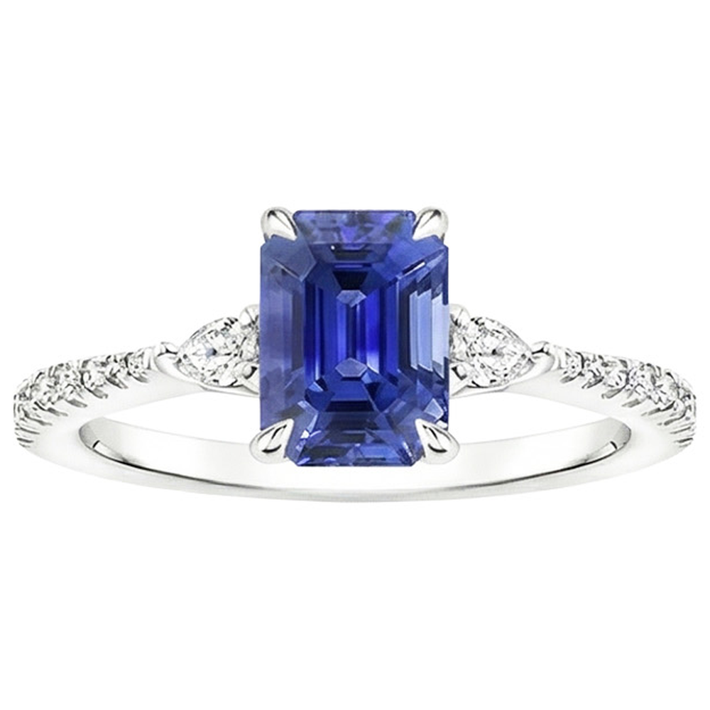 vero pear diamante 4.50carati anello su bianco