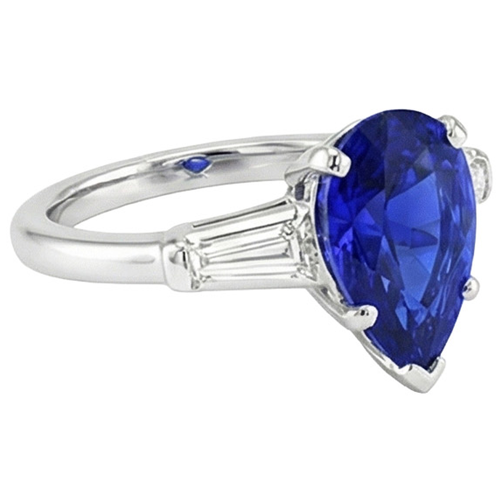 vero baguette diamante 4.50carati anello su bianco