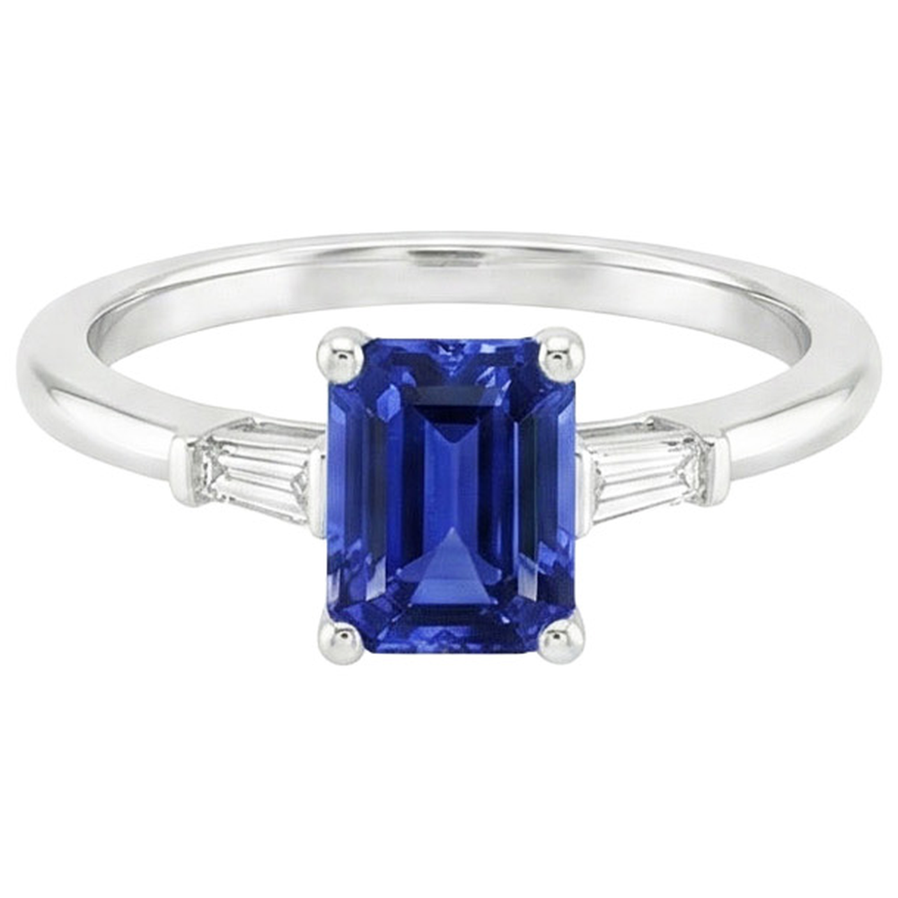 vero baguette diamante 3.50carati anello vista dall'alto