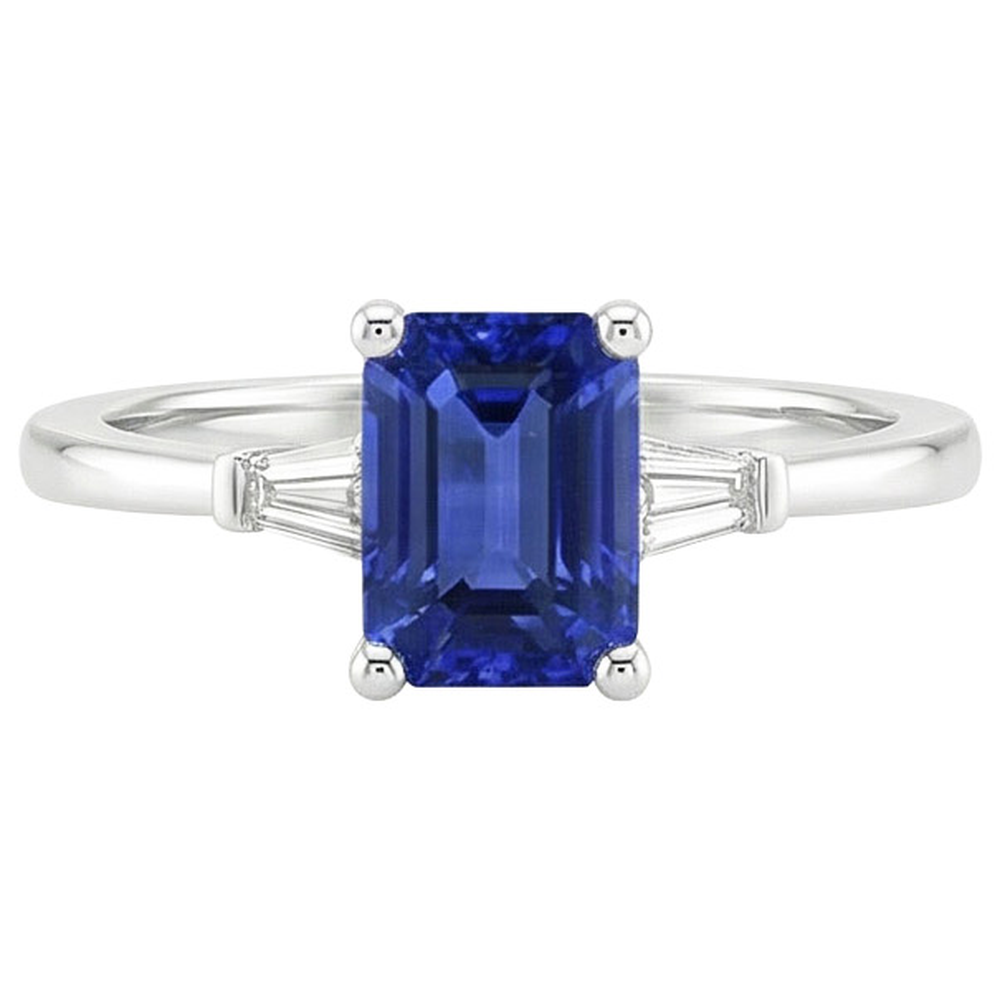 vero baguette diamante 3.50carati anello vista di profilo