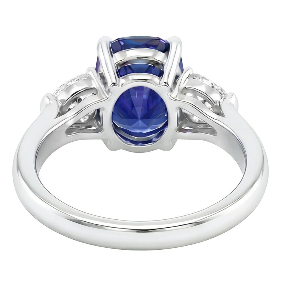 Anello 3 carati con diamante. pera e zaffiro blu ovale. 3 carati. gioielli da donna