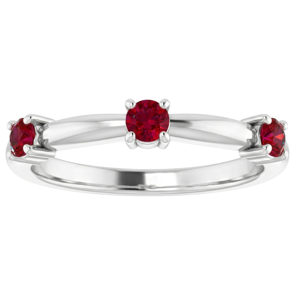 vero round rubino 14carati anello con accenti diamanti