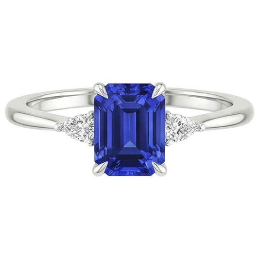 vero pear diamante 3.25carati anello vista di profilo