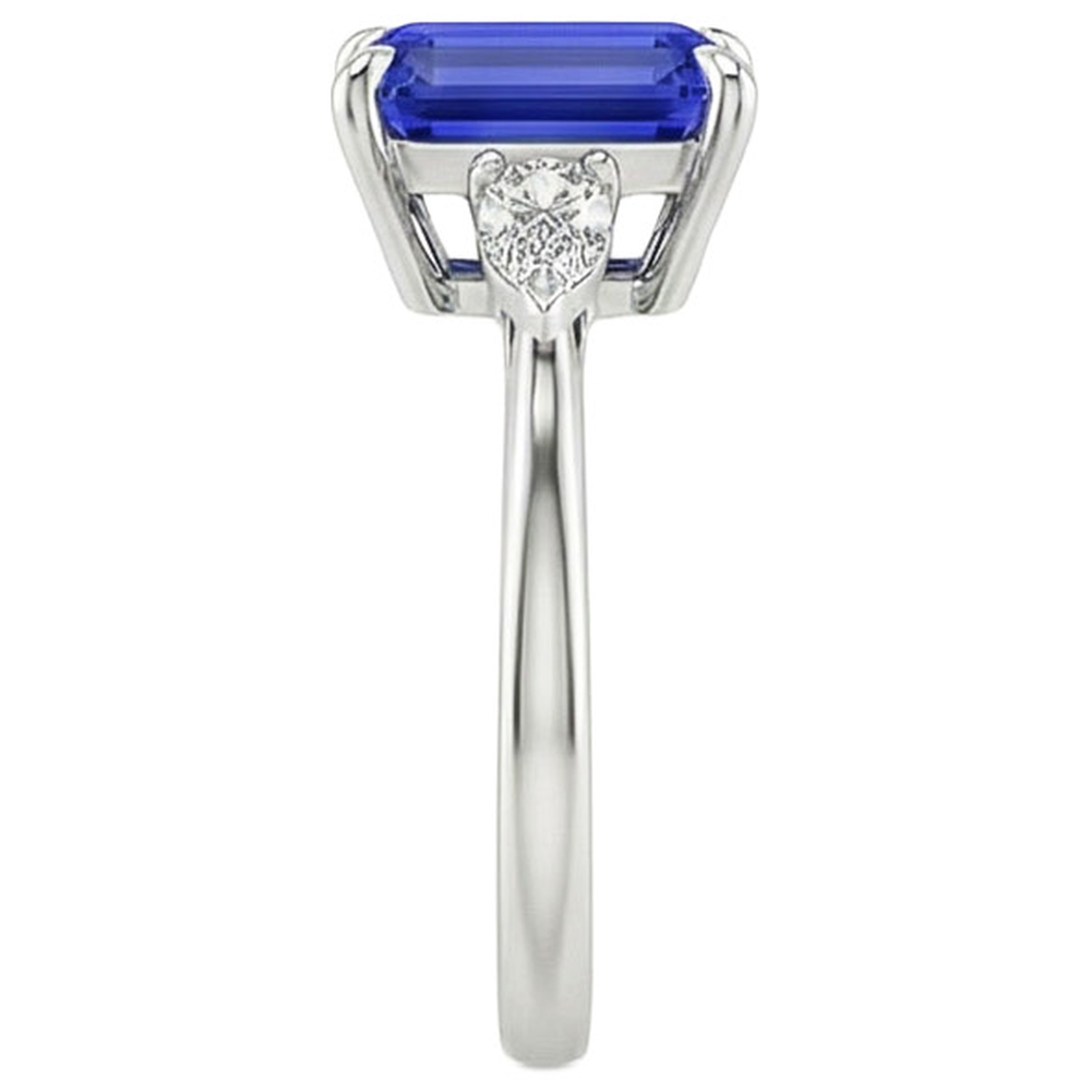 vero pear diamante 3.25carati anello su bianco