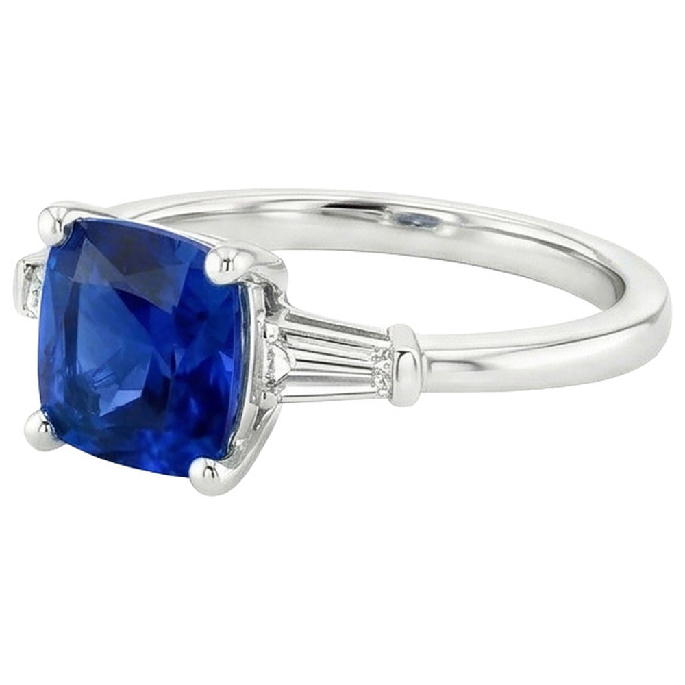 vero baguette diamante 2.75carati anello vista di profilo
