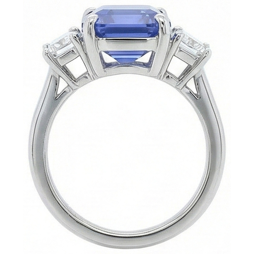 vero baguette diamante 4carati anello su bianco