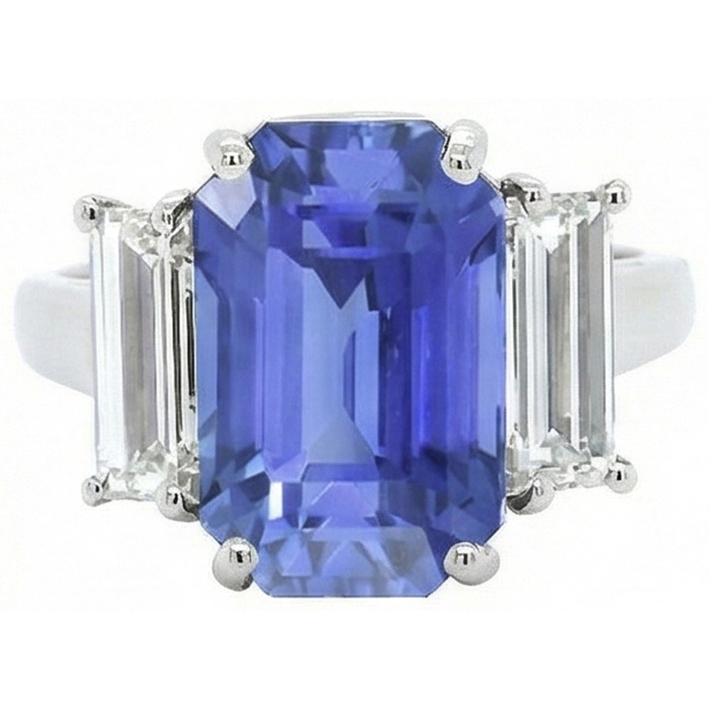 vero baguette diamante 4carati anello dettaglio ravvicinato