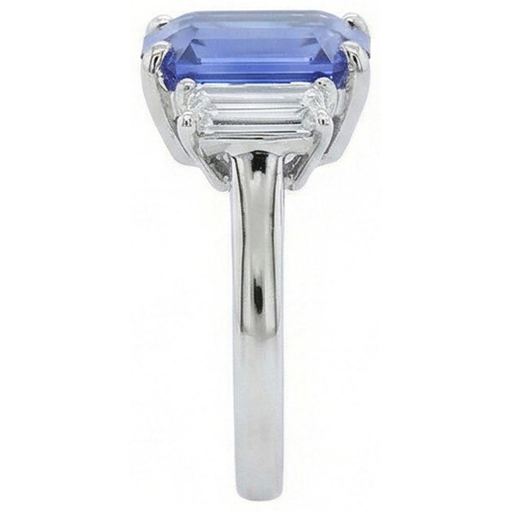 vero baguette diamante 4carati anello vista di profilo