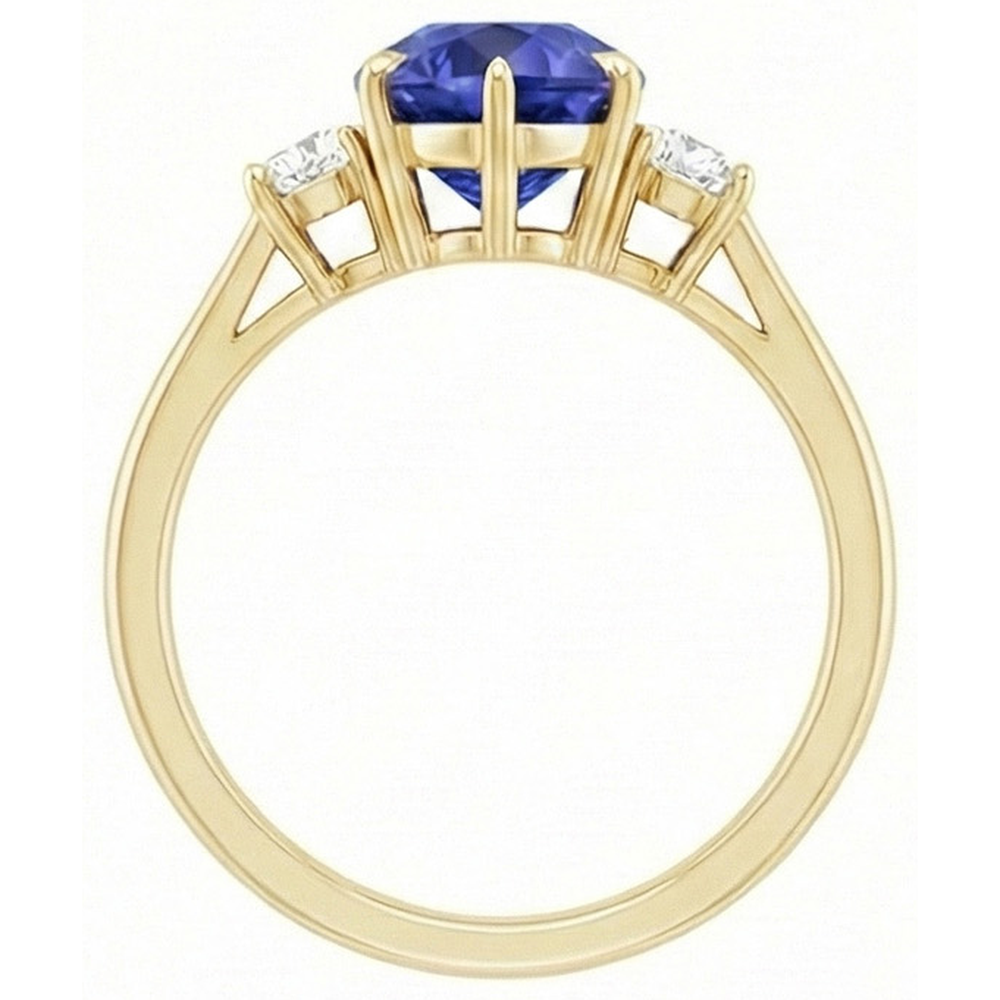 vero pear diamante 4.25carati anello vista di profilo