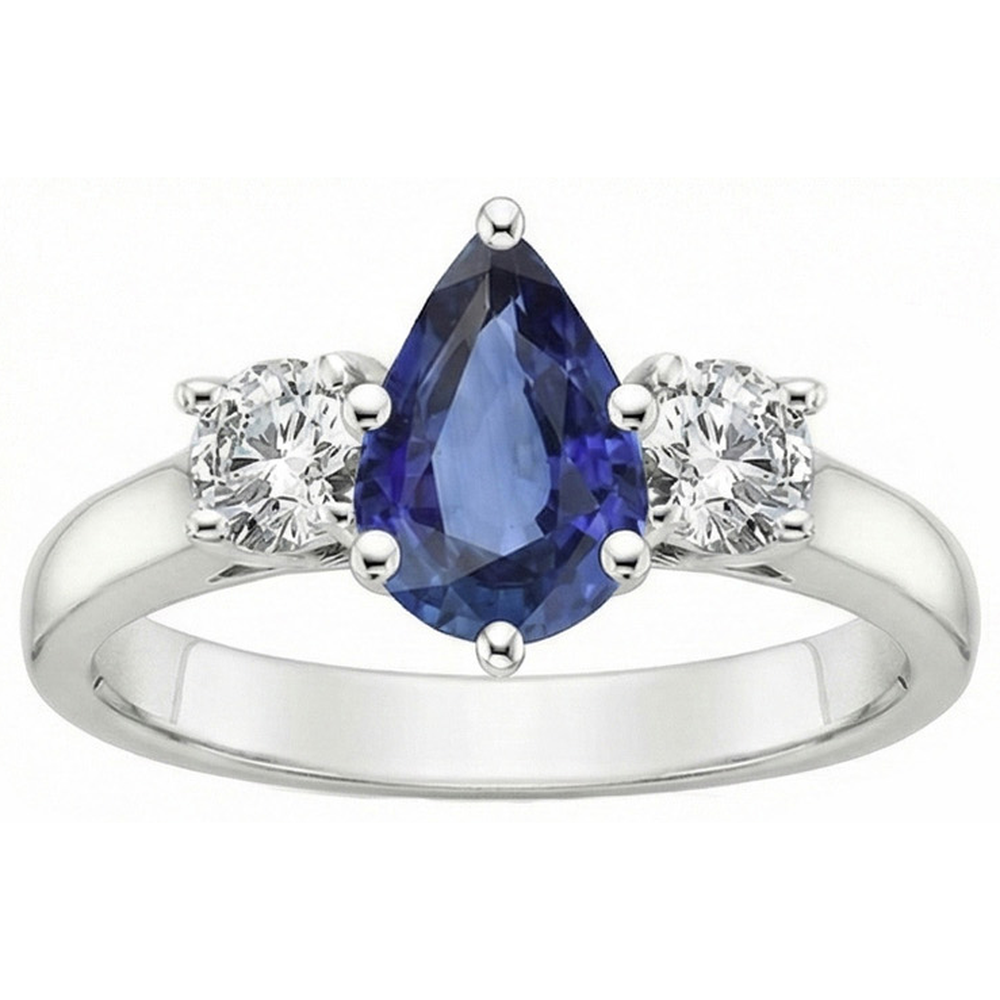 vero pear diamante 4.50carati anello angolo laterale