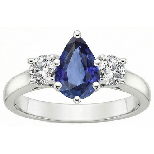 vero pear diamante 4.50carati anello angolo laterale