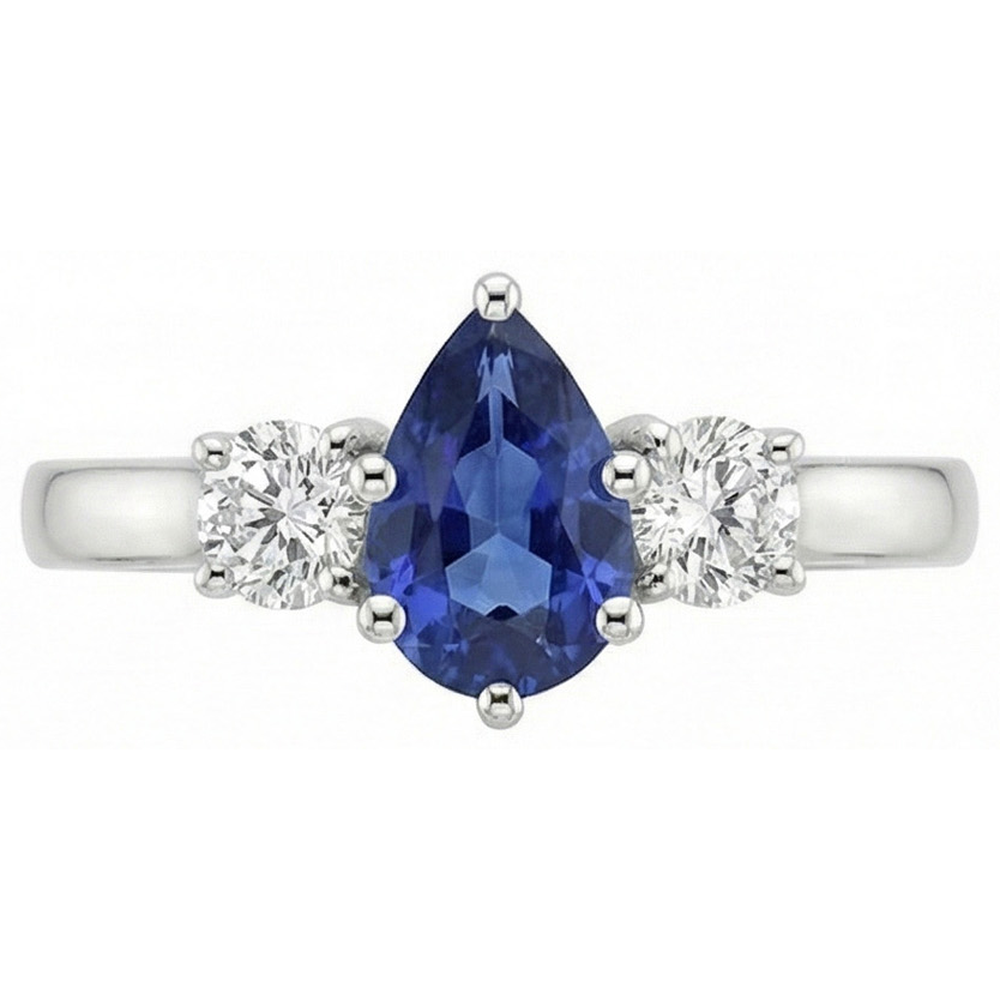 vero pear diamante 4.50carati anello vista dall'alto