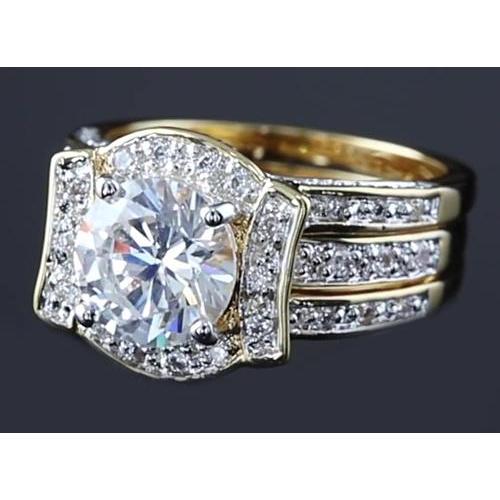 Anello Anniversario 4 Carati Con Genuino Diamante Rotondo In Oro Giallo 14K