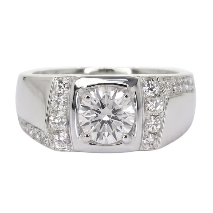 Anello Anniversario Con Genuino Diamante Rotondo Da 1.75 Carati Oro Bianco 14K