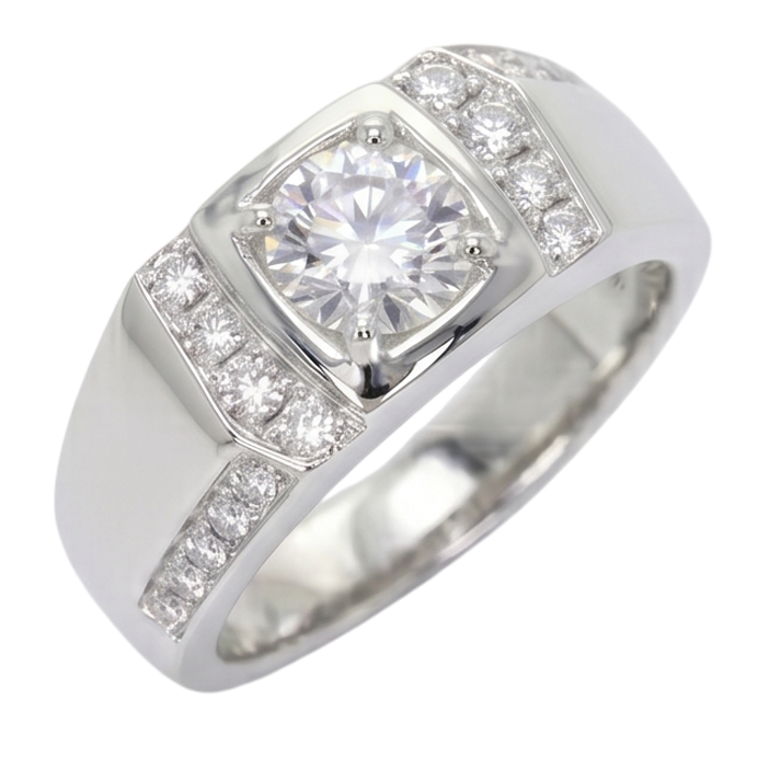 Anello Anniversario Con Genuino Diamante Rotondo Da 1.75 Carati Oro Bianco 14K