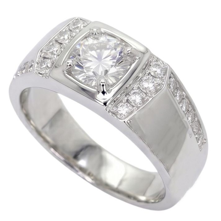 Anello Anniversario Con Genuino Diamante Rotondo Da 1.75 Carati Oro Bianco 14K