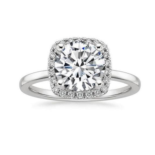 Anello Anniversario Con Genuino Diamanti Rotondi Scintillanti Da 3.40 Ct Halo