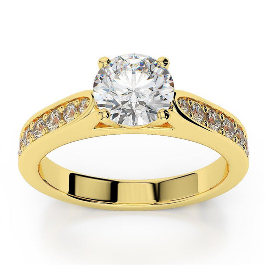 Anello Anniversario Con Genuino Diamanti Taglio Rotondo Da 2.65 Carati Oro Giallo 14K